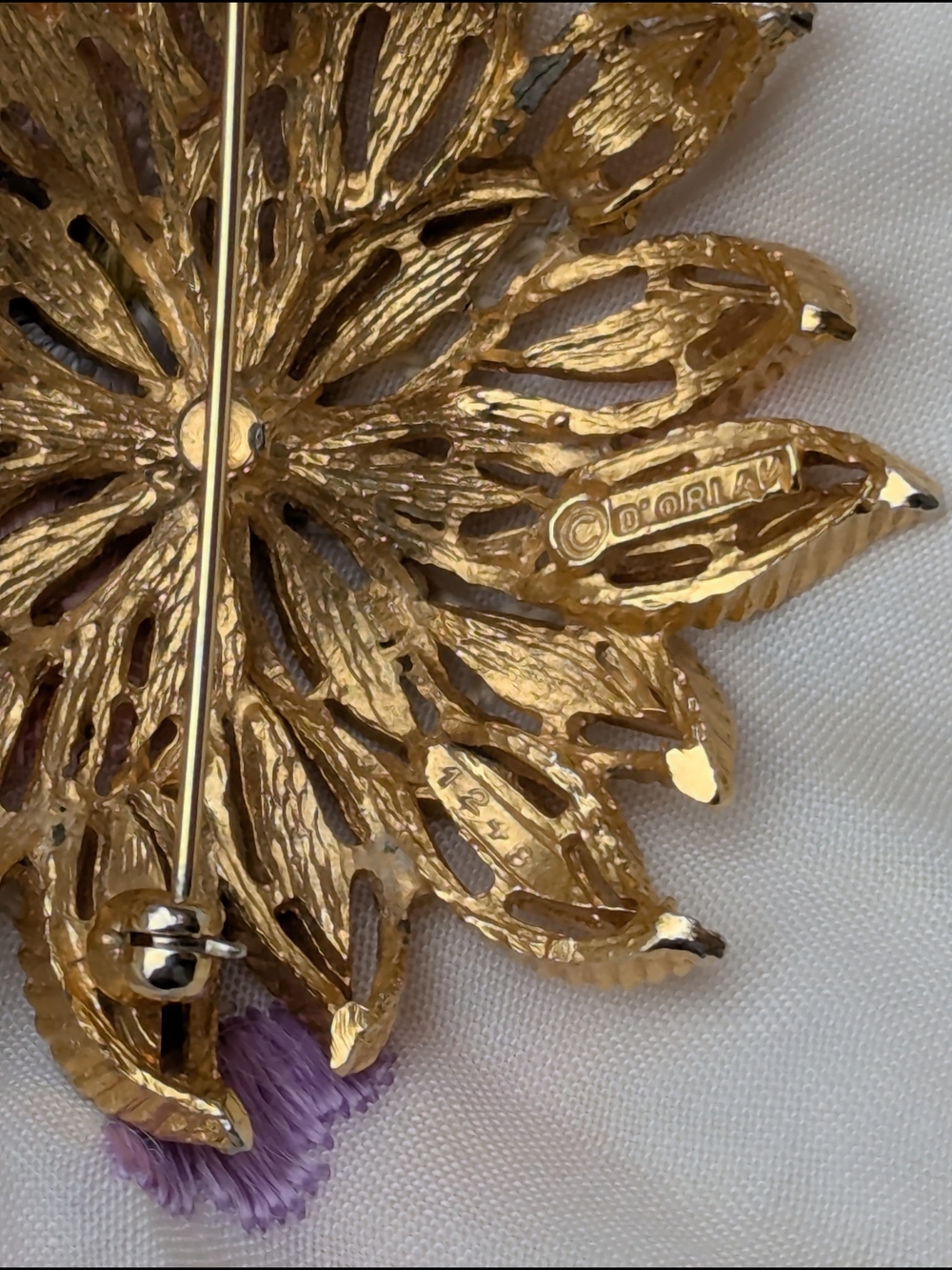 D'Orlan Vintage Floral Flower Brooch Pin Quiet Luxury Bohemian 70s Retro - Picture 14 of 14